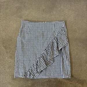 William B. navy and White gingham mini Skirt with ruffle